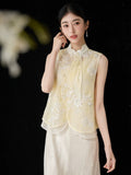 Beryl Light Yellow Embroidered Cheongsam Vest