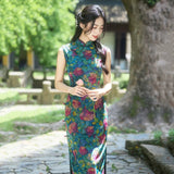 Allegro Floral Green Cheongsam Dress