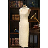 Odile White Polyester Cheongsam Dress
