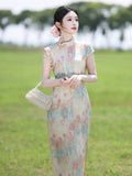 Viviana Ink Blossom Slim-Fit Cheongsam Dress