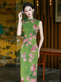 Stella Peach Blossom Green Jacquard Cheongsam