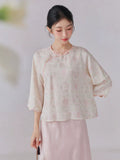 Romina Light Pink Relaxed Fit Cheongsam Top