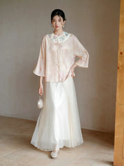 Yarrow Silk Embroidered Cheongsam Top