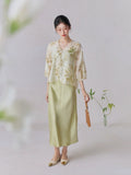 Moderato Green Cheongsam Top