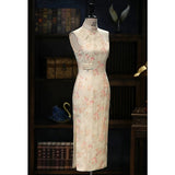 Hematite Silk Floral Cheongsam Dress