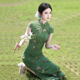 Zephyr Green Slim-Fit Cheongsam Dress