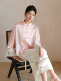 Pansy Jacquard Soft Pink Cheongsam Top