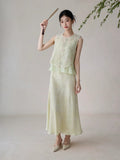 Seraphina Light Green Embroidered Vest Cheongsam