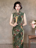 Rosalinda Green Sleeveless Cheongsam Dress