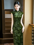 Virtue Diamond Velvet Cheongsam Dress