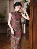 Ava Wine Vintage Lace Cheongsam Dress