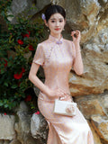 Zelda Pink Slim-Fit Cheongsam Dress