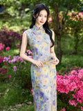 Narcissus Dark Purple Tencel Cheongsam Skirt