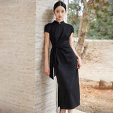 Melody Black Slim-Fit Cheongsam Dress