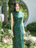 Dazzle Moss Flower Shadow Cheongsam Dress
