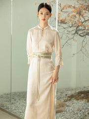 Cyclamen Acetate Apricot Cheongsam Dress