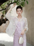 Twilight Light Taro Purple Relaxed Fit Cheongsam Top