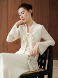 Ingrid Lace Knit Beige Cheongsam Dress