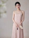 Eloise Blush Pink Jacquard Slip Dress