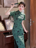 Sura Lace Mesh Green Cheongsam