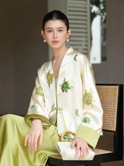 Mirabel 2-Piece Satin Embroidered Cheongsam Set