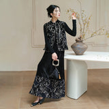 Felicity 2-Piece Black Jacquard Cheongsam Set