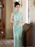 Leonie Blue Lotus Jacquard Cheongsam