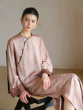 Emerald Crabapple Brown Jacquard Cheongsam Set