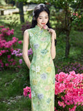 Hannelore Green Bamboo Leaf Cheongsam Dress