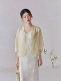 Kendra V-Neck Yellow Relaxed Cheongsam Top