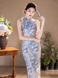 Isadora Blue Modern Cheongsam Dress