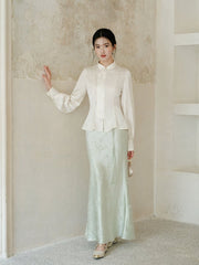 Cassandra White Embroidered Cheongsam Top