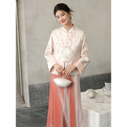 Larimar Light Powder Jacquard Cheongsam Coat