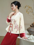 Ranunculus Velvet Red and White Cheongsam Coat