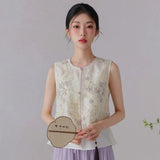 Freesia Floral Embroidered Loose Qipao Vest