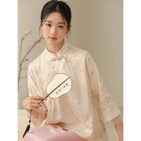 Gianna Jacquard Mulberry Silk Cheongsam Top