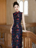 Larimar Floral Print Sleeveless Cheongsam