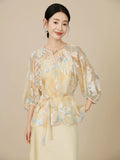 Raffaella 2-Piece Yellow Silk Cheongsam Set