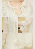 Unakite Beige Sequin Embroidered Cheongsam Top
