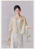 Kendra V-Neck Yellow Relaxed Cheongsam Top