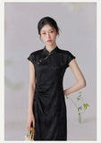 Isolde Black Jacquard Cheongsam Skirt