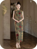 Johanna Sandalwood Sleeveless Cheongsam Dress