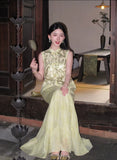 Penelope 2-Piece Wax-Dye Beaded Cheongsam Set