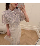 Eva Gradient Embroidered Cheongsam Dress