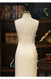 Odile White Polyester Cheongsam Dress