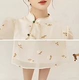 Fern Ivory Jacquard Frog-Button Cheongsam Dress