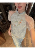 Nocturne 2-Piece Lace Jacquard Cheongsam Set
