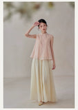 Daisy Butterfly Embroidered Linen Cheongsam Top