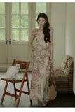 Larissa Rose Print Lace Cheongsam Dress