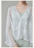 Thalia White Outer Coat Cheongsam Top